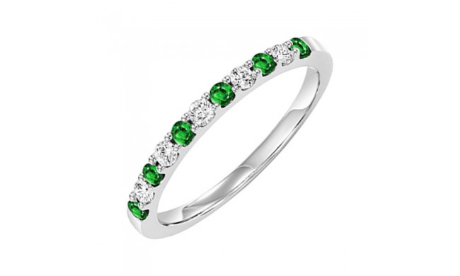 Gems One 10Kt White Gold Diamond (1/5Ctw) & Emerald (1/5 Ctw) Ring