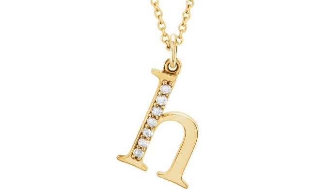 14K Yellow .03 CTW Diamond Lowercase Initial h 16 Necklace