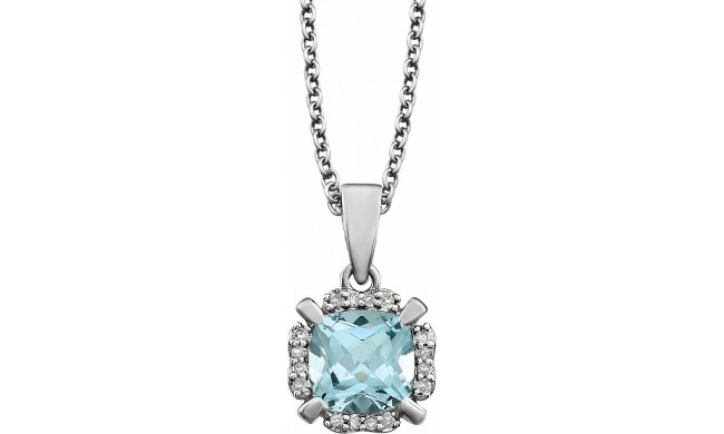 14K White Sky Blue Topaz & .05 CTW Diamond 18 Necklace