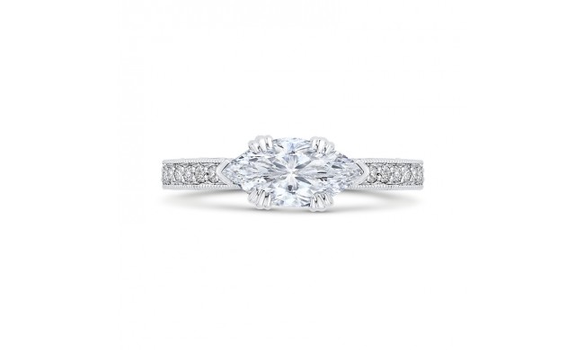 Shah Luxury 14K Two-Tone Gold Marquise Diamond Engagement Ring (Semi-Mount)