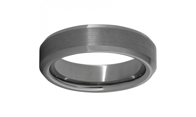 Rugged Tungsten  6mm Beveled Edge Band with Satin Finish
