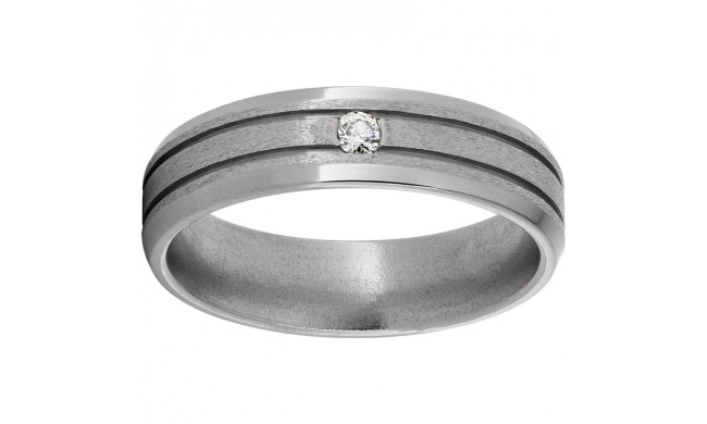 Titanium Beveled Edge Band with Two .5mm Grooves, One 6-point Diamond, and Stone Finish