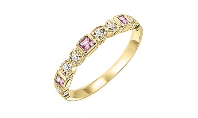 Gems One 10Kt Yellow Gold Diamond (1/10Ctw) & Pink Tourmaline (1/6 Ctw) Ring