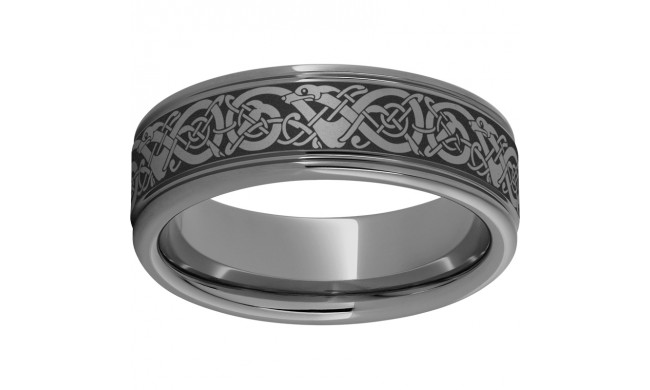 Rugged Tungsten  8mm Rounded Edge band with Viking Laser Engraving