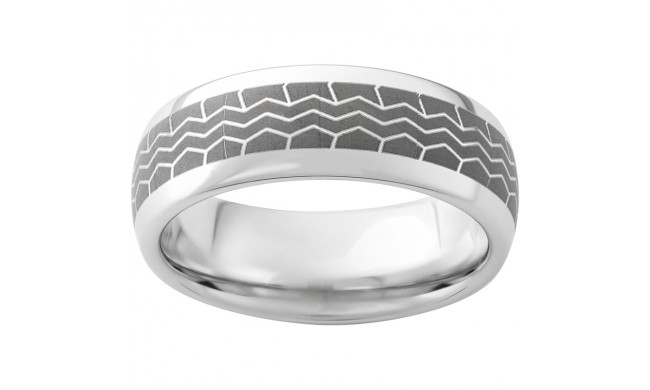Serinium Domed Band with Tire Laser Engraving