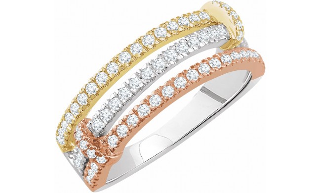 14K Tri-Color 1/2 CTW Diamond Ring
