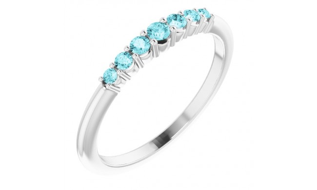 14K White Blue Zircon Stackable Ring