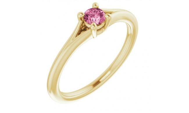14K Yellow Pink Tourmaline Youth Solitaire Ring