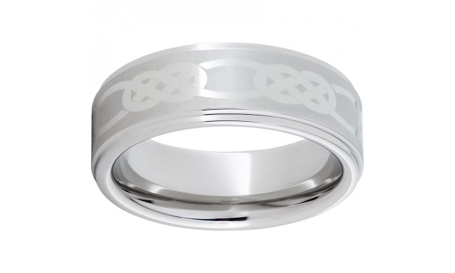 Serinium Flat Band with Grooved Edges and Links Laser Engraving