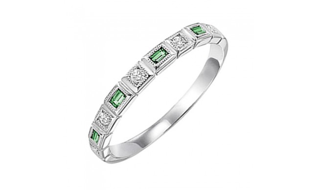 Gems One 14Kt White Gold Diamond (1/12Ctw) & Emerald (1/8 Ctw) Ring