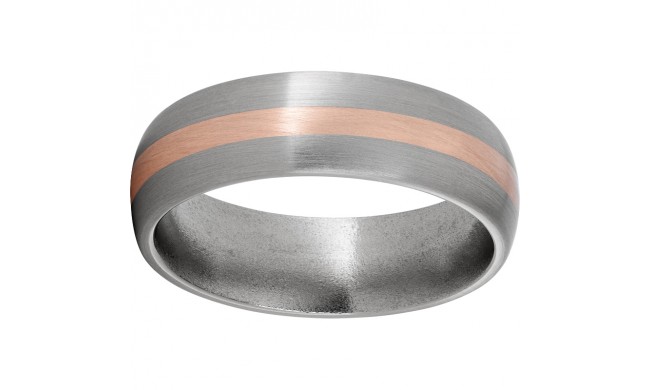Titanium Domed Band with a 2mm 14K Rose Gold Inlay and Satin Finish
