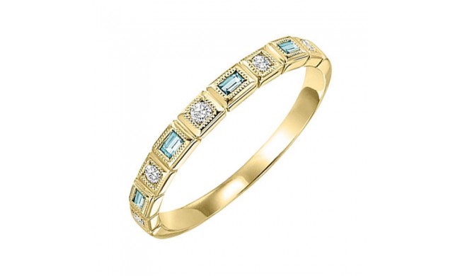 Gems One 14Kt Yellow Gold Diamond (1/12Ctw) & Aquamarine (1/10 Ctw) Ring