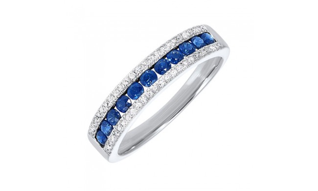 Gems One 14Kt White Gold Diamond (1/8Ctw) & Sapphire (1/2 Ctw) Ring