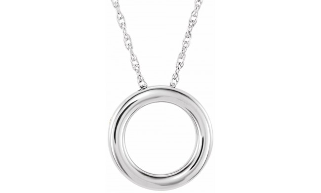 14K White 15 mm Circle 18 Necklace