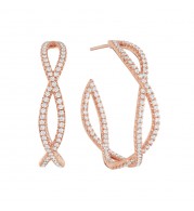 Henri Daussi 14k Rose Gold Diamond Hoop Earrings