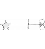 14K White Star Earrings