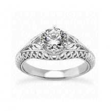 14k White Gold Diamond Semi-Mount Antique Engagement Ring