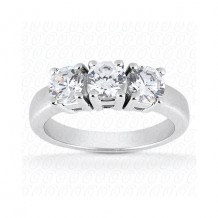 14k White Gold Diamond Semi-Mount 3 Stone Engagement Ring