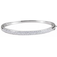14K White 1 1/2 CTW Diamond Bangle 7 Bracelet