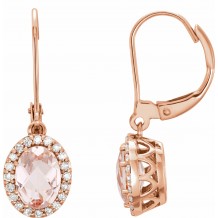 14K Rose Morganite & 1/5 CTW Diamond Earrings