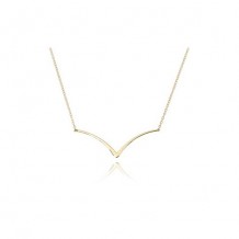 14K Yellow Gold Curved Edge V Necklace