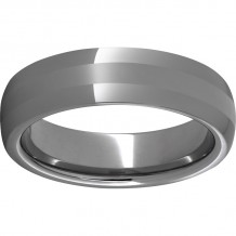Rugged Tungsten  6mm Domed Polished Band with a 2mm Laser Satin Center