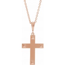 14K Rose Cross 18 Necklace