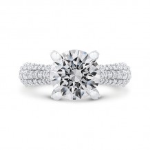 Shah Luxury 14K White Gold Round Cut Diamond Euro Shank Engagement Ring (With Center)