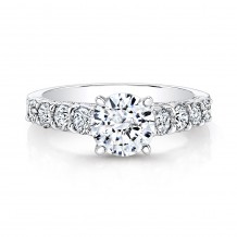 18k White Gold Prong and Bezel Set Round Diamond Engagement Ring