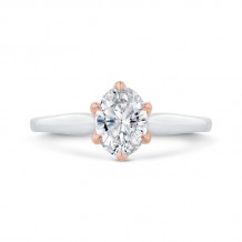 Shah Luxury 14K Two-Tone Gold Oval Diamond Solitaire Engagement Ring  (Semi-Mount)