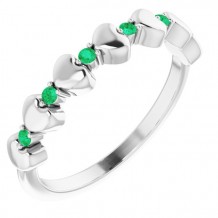 14K White Emerald Stackable Heart Ring