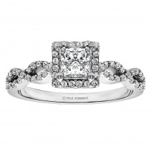 Platinum 0.33ct Diamond Halo Semi Mount Engagement Ring