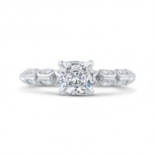 Shah Luxury 14K White Gold Bezel Set Double Row Cushion Diamond Engagement Ring (Semi-Mount)