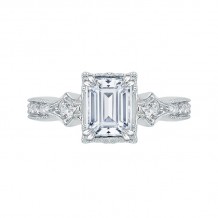 Shah Luxury Emerald Diamond Vintage Engagement Ring In 14K White Gold (Semi-Mount)