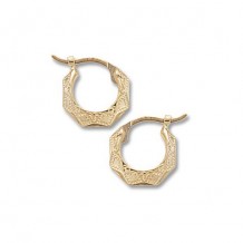 14K Yellow Gold Extra Small Embossed Diamond Cut Hoops