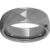 Rugged Tungsten  8mm Domed Band with Triangle Facets and Polished Finish photo