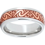 Serinium Domed Band with Copper Inlay and Helix Laser Engraving photo