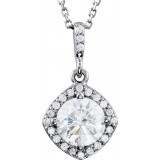 14K White 1 CTW Diamond Halo-Style 18 Necklace photo