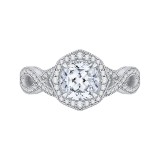 Shah Luxury 14K Two-Tone Gold Cushion Cut Diamond Halo Engagement Ring with Split Shank (Semi-Mount) photo
