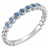 14K White Blue Sapphire Stackable Ring photo