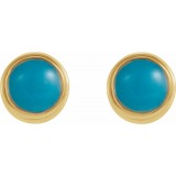 14K Yellow Turquoise Bezel-Set Earrings photo 2