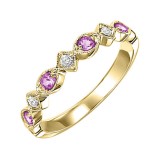 Gems One 14Kt Yellow Gold Diamond (1/20Ctw) & Pink Sapphire (1/6 Ctw) Ring photo