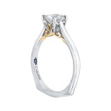 Shah Luxury 14K Two-Tone Gold Princess Cut Diamond Solitaire Engagement Ring (Semi-Mount) photo 2