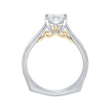 Shah Luxury 14K Two-Tone Gold Princess Cut Diamond Solitaire Engagement Ring (Semi-Mount) photo 4