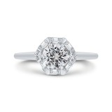 Shah Luxury 18K White Gold Round Diamond Halo Engagement Ring (Semi-Mount) photo