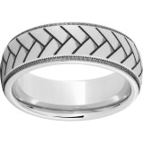 Serinium Domed Band with Milgrain Edges and Weave Laser Engraving photo