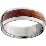 Titanium Domed Band with Exotic Red Mallee Burl Wood Inlay photo