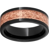 Black Diamond Ceramic Pipe Cut Band with 5mm Copper Leaf Inlay photo