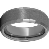 Rugged Tungsten  8mm Faceted Beveled Edge Band with Stone Finish photo