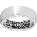 Serinium Domed Band with Grooved Edges and Interior Fingerprint Laser Engraving photo